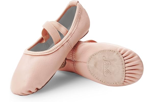 STELLE Ballet Shoes for Girls Genuine Leather Dance Slippers | Toddler ballet shoes, Full leather upper, Suede split sole, El