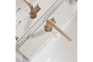 DREATIM Faucet Mat for Kitchen Sink - Large Diatomite Fast Drying Stone Sink Tray, Super Absorbent, Prevents Moisture Buildup - Durable Protector for Kitchen Bathroom Counter [Light Grey, 23.6" x 5.5"]