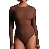IUGA Long Sleeve Bodysuits for Women Crew Neck Body suit Women's Slimming Basic Tummy Control Bodysuit Tops