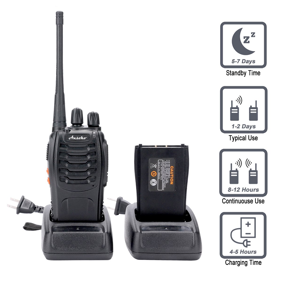 Ansoko Walkie talkies 10 Pack Long Range Rechargeable 2 Way Radio UHF