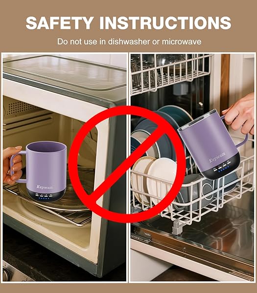 KEPWAM SELF HEATING COFFEE MUG T1-16OZ FAST HEATING & ULTRA LONG-LASTING BATTERY LIFE, HEATED COFFEE MUG UP TO 149℉ – TOUCH & APP CONTROLLED COFFEE MUG, BIRTHDAY GIFTS FOR WOMEN AND MEN