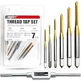 6Pcs Metric Tap Set with Tap Wrench for Metal, M2 HSS Thread Tap M2 to M6 | Includes M2-M6 metric taps and tap wrench. HSS 6542 construction for aluminum, plastic, wood and precision thread repair