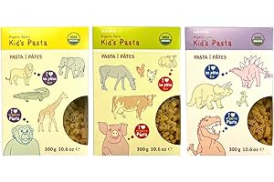 VALUE BUNDLE - Organic Kid's Pasta Combo (Safari, Farm, and Dinos), 300g Each, Pack of 3