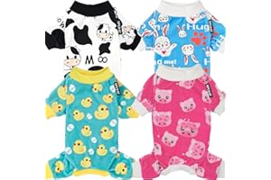XPUDAC 4 Piece Dog Pajamas for Small Dogs Pjs Clothes Puppy Onesies Outfits for Doggie Christmas Shirts Sleeper for Pet Cats Jammies-XL