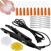 Lanties Hair Extension Iron Fusion Keratin Hair Extension Heat Tool,Black | K Tip Heat Connector Wand, Fusion Glue Protector, Template Hair Clip, Finger Protector, 2 Bag Keratin Glue Granule Bead