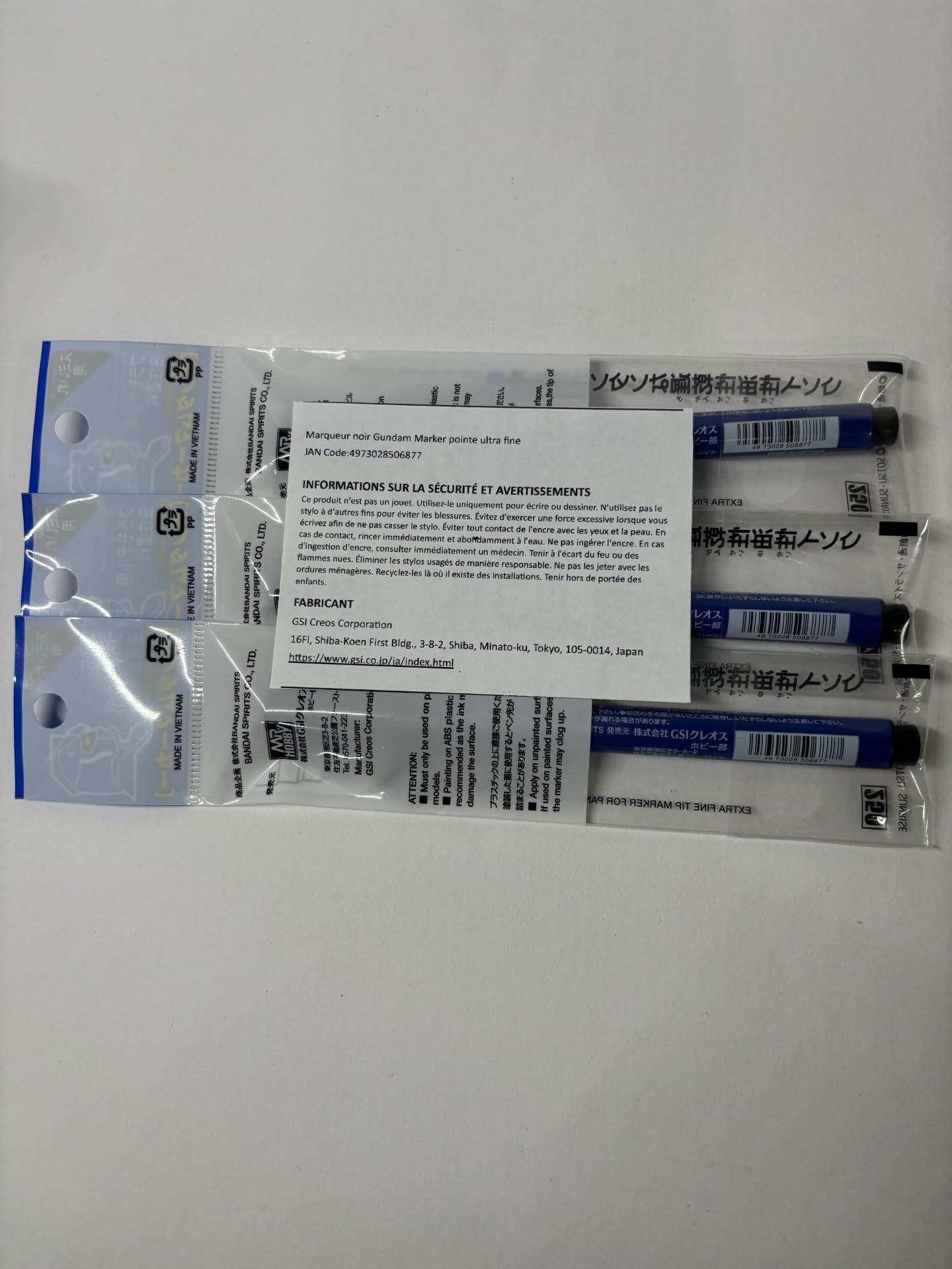[Set of 3] Gundam Marker Sumi-ire Black Ultra Fine Type GM01 GSI Creos