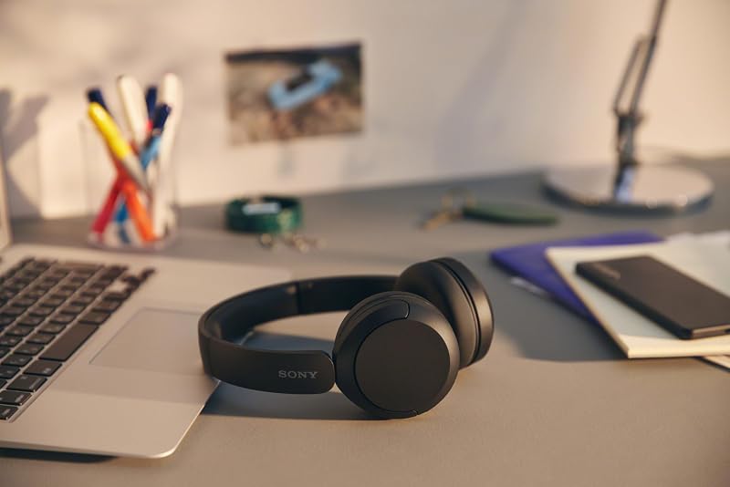 Fones de ouvido bluetooth sem fio sony wh-ch520, até 50 horas de duração da bateria com carga rápida e estilo faixa de cabeça, pretos