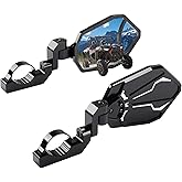 KEMIMOTO UTV Side Mirrors Billet Aluminum fit 1.6"-2" Roll Bars with Windshield, Compatible with RZR Pro XP, Maverick X3, Talon, John Deere Gator, Replaceable Side Mirrors