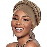 DRESHOW African Women Turban Caps Beanie Twist Headscarf Pre-Tied Double Twisted Braid Hair Cover Wrap Hat Chemo Cancer Cap