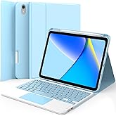 GreenLaw Keyboard Case for iPad 11th Generation(A16,2025) / 10th Generation(2022), Stain-Resistant Cover, 7 Color Backlit, Detachable Keyboard Case with Touchpad and Pencil Holder, Sky Blue