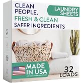 The Clean People Laundry Detergent Sheets - Laundry Soap - Ultra Concentrated, Recyclable Packaging, Stain Fighting - Fresh Scent, 32 Pack