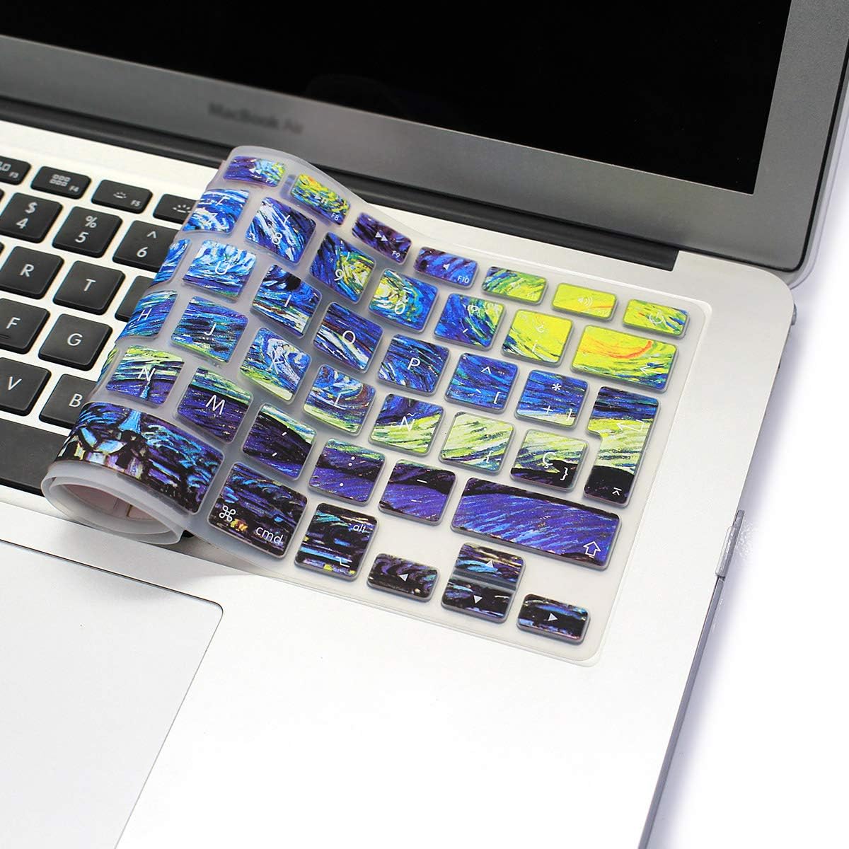MMDW EU/UK Spanish Language Keyboard Cover for Macbook Pro 13,15 (with or without Retina Display,2015 or Older Version) for Macbook Old Air 13 Inch European/ISO Keyboard Silicone Skin-Starry Night - Image 5