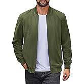 COOFANDY Men's Lightweight Suede Bomber Jackets Casual Varsity Jacket Vintage Faux Leather Jackets