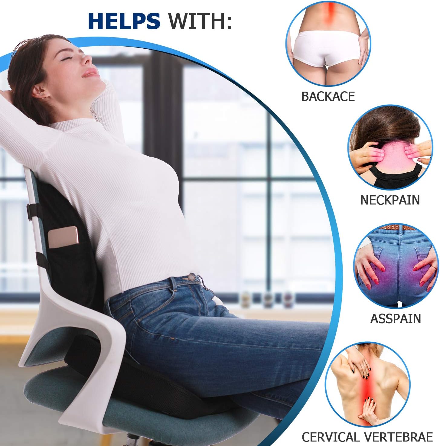 Cooling Gel Seat Cushion for Office, Coxyx Memory Foam Car Seat Cushion & 3D Mesh Lumbar Support Pillow, Orthopedic Seat Cushion Chair Lumbar Support Back Pillow for Reliving Lower Back Tailbone Pain: Home & Kitchen