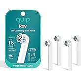 quip Rev Oscillating Electric Toothbrush Heads - 4 Pack - Verified quip Brush Head Refills for Oscillating Toothbrushes - Soft Bristles, Dual-Length, Compact - Last 3 Months Each - White