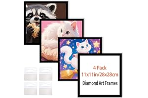 MAJREEY Diamond Art Frame 12x12 Inch - Diamond Frames 30x30 cm Painting Suitable for 10x10inch Picture, Diamond Frame Magnetic Self-Adhesive,Suitabble Frames Painting for Wall Window Door - (Black-4Pack)