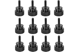 MECCANIXITY 12pcs M3x10mm Knurled Thumb Screw Computer Case Threaded Hand Tighten Screws Aluminum Alloy for PC Case, Black