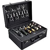 Yueieoun Barber Accessories Case, Profesional Barbers Briefcase Tool Case, Barber Cases for Clippers and Supplies, Hair Scissors Clippers Trimmer Organizer, Barbers Suitcase with Code Lock Black