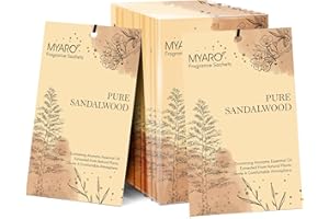 Pure Sandalwood Scented Sachets for Drawer and Closet, MYARO 12 Pcs Long-Lasting Home Fragrance Sachet Bags, Air Fresheners Smell Goods for House