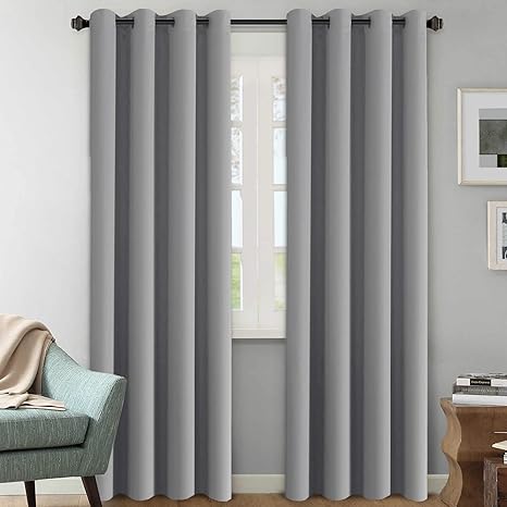 Amazon Com H Versailtex Blackout Room Darkening Curtains Window Panel Drapes Grey Color 2 Panels 52 Inch Wide By 84 Inch Long Solid Dove Gray Pattern Grommet Top Kitchen Dining