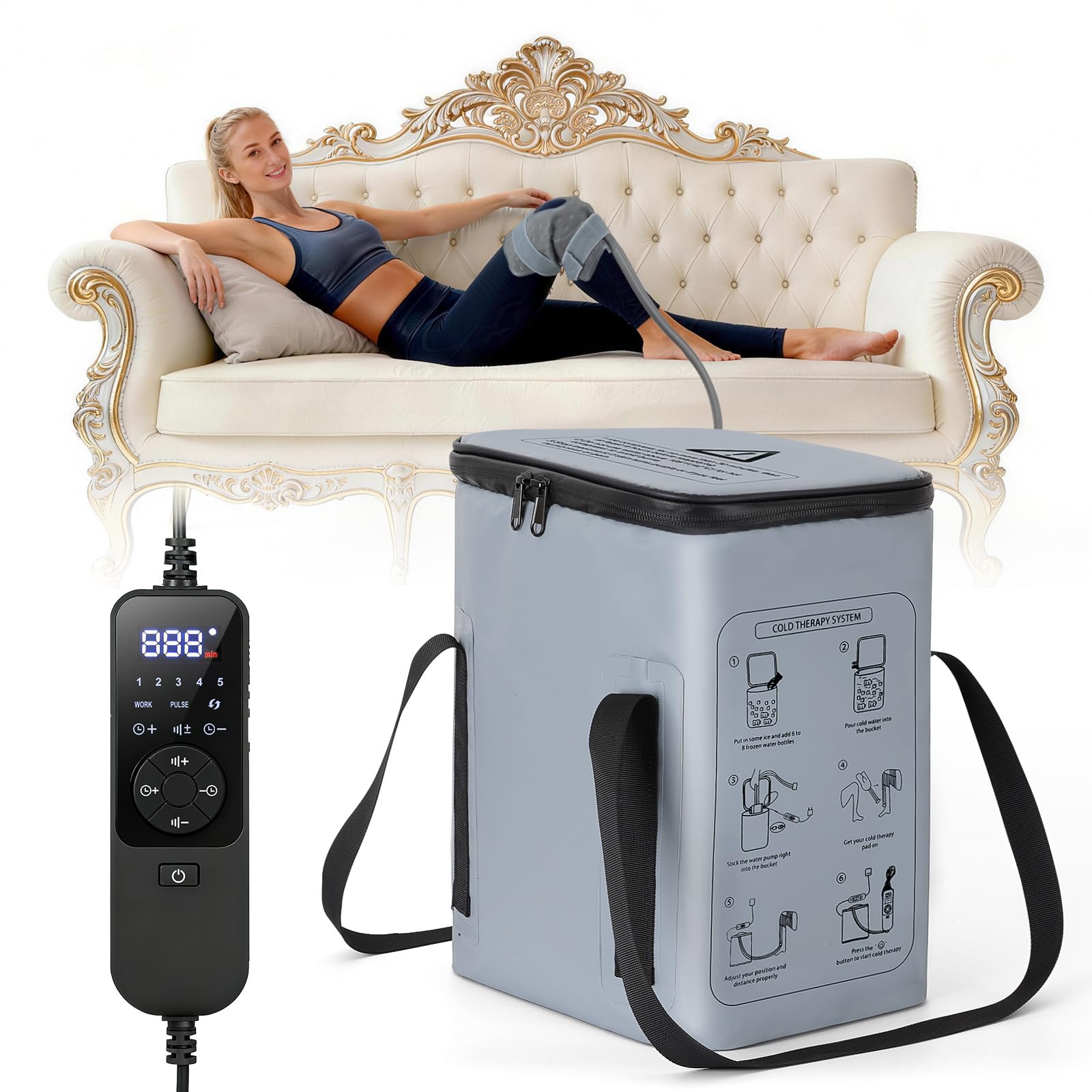 Photo 1 of Cold Therapy Machine, Portable Ice Machine for Knee After Surgery?Programmable Knee Replacement Recovery System, Cryotherapy for Post Surgery Recovery Sports Injuries, Reduce Swelling, Gray