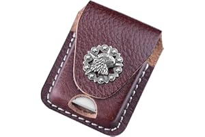 UEMOH Handmade Fliptop Leather Lighter Pouch Holder Case with Pocket Belt Loop