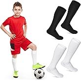 Coume 4 Pairs Kids Compression Socks Non Slip Knee Length Compression Stockings UV Protection Calf and Shin Supports Compression Socks for Kids Children