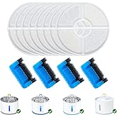 Wonder Creature Cat Water Fountain Filter Replacement, 8 Round Carbon Filters and 4 Upgraded Pre-Filter Sponges for Round Sta