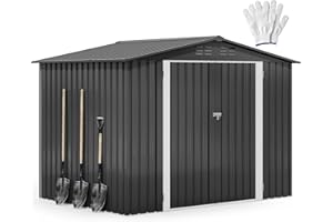 DWVO 8'x6' Large Metal Outdoor Storage Shed, Heavy Duty Tool Storage Sheds for Backyard Patio Lawn - Ideal for Bicycles, Garden Tools, and Lawn Equipment, Easy-to-Assemble, Dark Gray