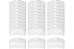 Cinaci 30 Pack 3 Inch White Clear Plastic French Hair Side Combs Wedding Bridal Veil Comb Fine Hair Slide Hair Clips Small Clear Barrettes Bun Holder with 23 Teeth DIY Headpieces Accessories for Women