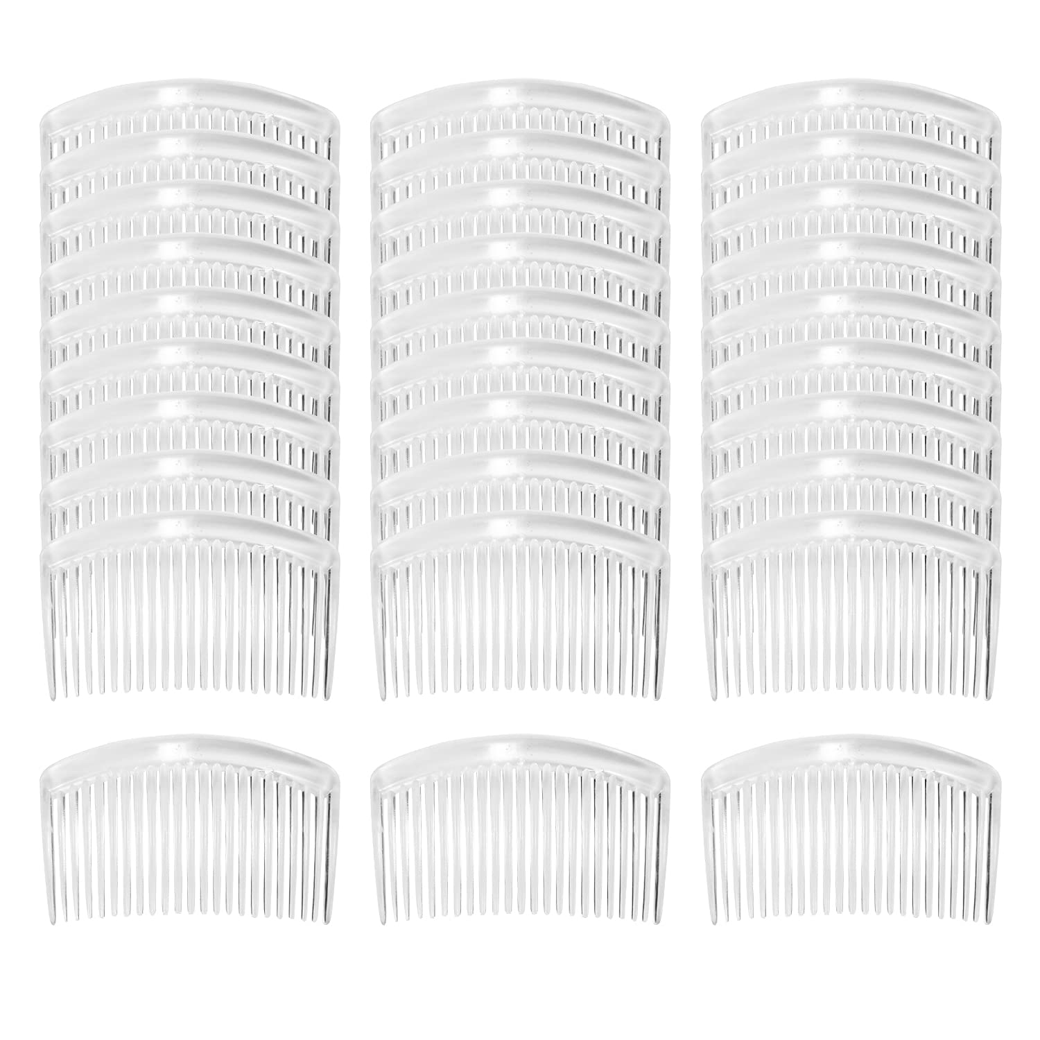 Cinaci 30 Pack White Clear Plastic French Hair Side Combs Wedding Brides Veil Slide Small Hair Clips with 23 Teeth DIY Headpieces Bun Holder Grips Barrettes DIY Crafts Hair Accessories for Women Girls