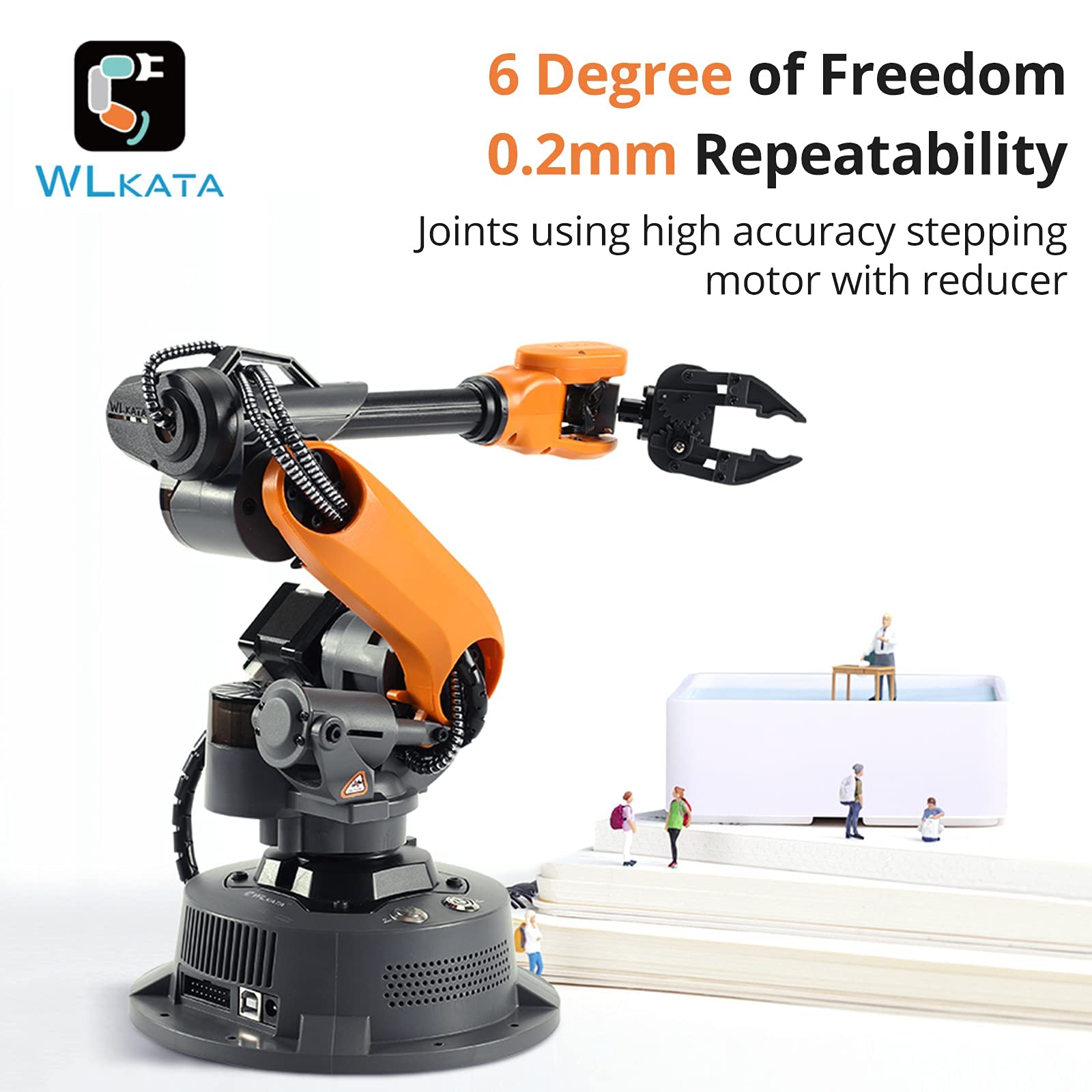 wlkata Mirobot Educational Kit 6 Axis Robot Mini Programmable Gripper arm Lightweight Educational Desktop Robotic arm 6DoF Lightweight Desktop Robotic Arm for K12 or 3D Printer