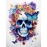 EIBEILI Butterfly Skull Diamond Art Painting Kits for Adults Full Drill Diamond Paintings for Beginners, Round 5D Paint with Diamonds Pictures Gem Art Painting Kits DIY Adult Crafts Kits 12X16IN