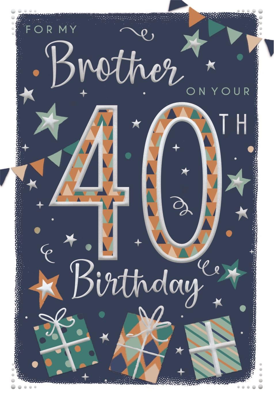 ICG Brother 40th Birthday Card - Pub Lunch Pints of Beer & Gold Foiled Writing 9" x 6"