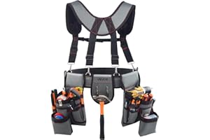 VEVOR Tool Belt, 22 Pockets Tool Pouch with Suspenders for Men, Heavy Duty Adjustable Utility Belt Bag Suspenders for Electri