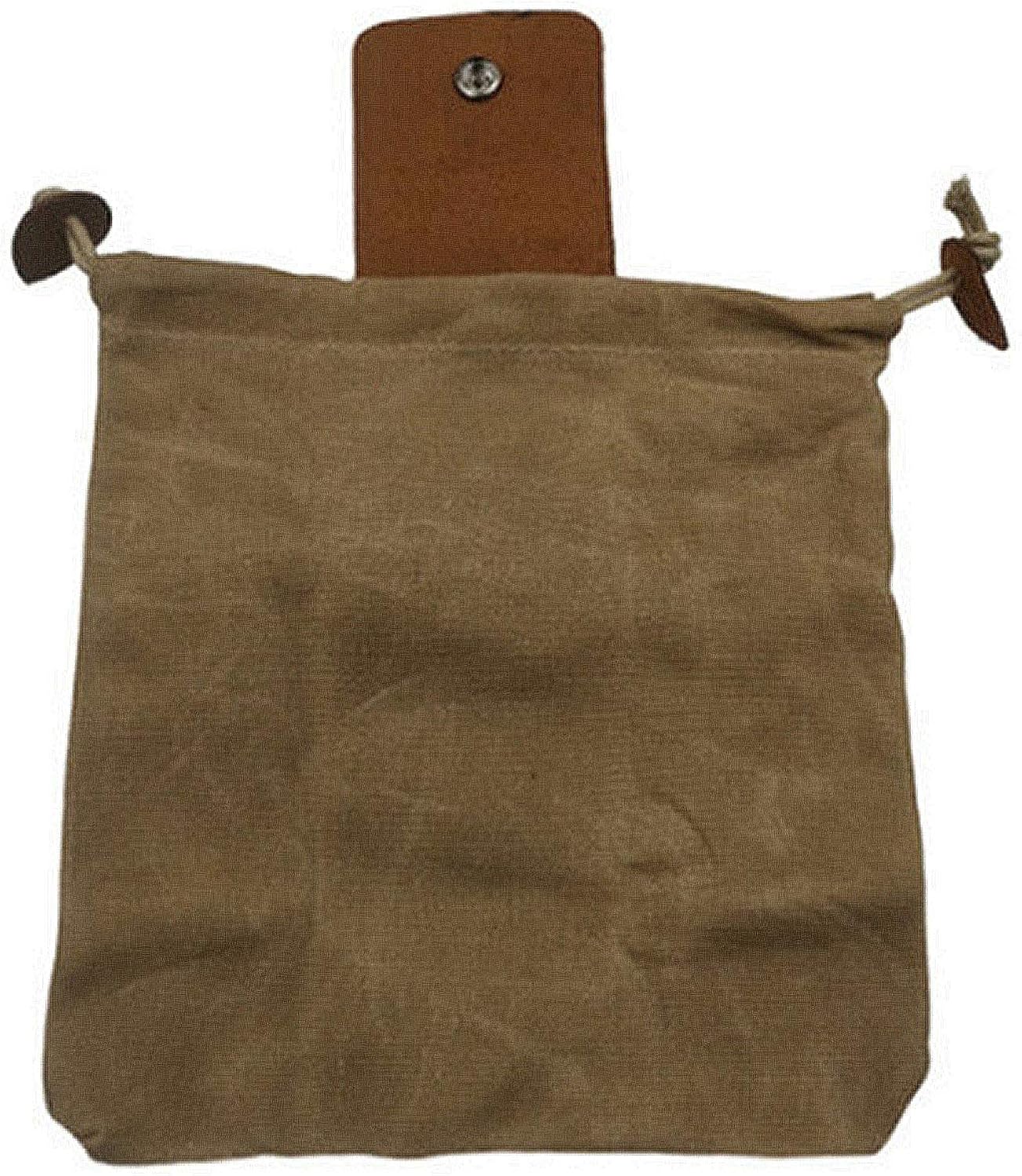 Leather Canvas Foraging Pouch (Collapsible) with Leather Cover & Buckle