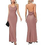 Capuffy Women Drape Neck Formal Maxi Dresses Lace