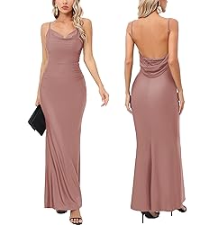 Capuffy Women Drape Neck Formal Maxi Dresses Lace