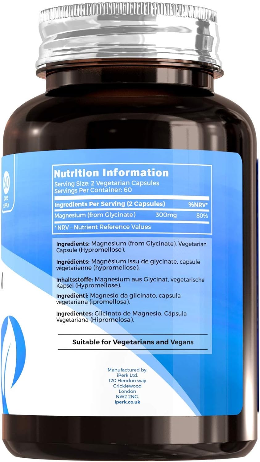 Magnesium Glycinate Capsules Provide 300 mg of Pure Elemental Magnesium Per Serving 120 Vegan Caps, 120 count (Pack of 1) - Image 3