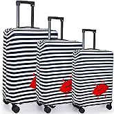 Silkfly 3 Pcs Travel Luggage Cover Suitcase Protector Anti Scratch Dirt Washable Suitcase Cover Red Lips Elastic Luggage Sleeve with Zipper, Fits 18-28 Inches