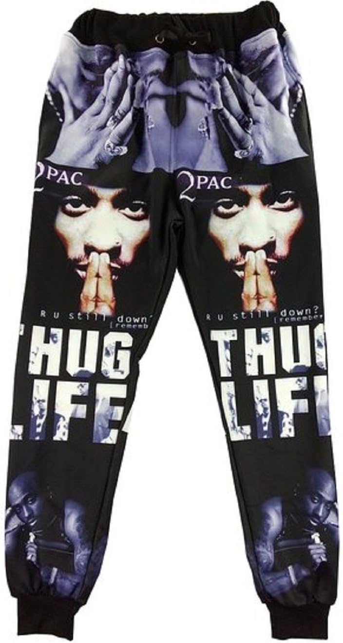 2016 New Unisex Hipster Thug Life Poster 2pac 3d Print Sweatpants Joggers S