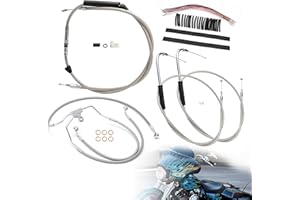 TIGERSGATE Touring 12" Ape Hangers Cables Kit No ABS, Extended Clutch Cable & Throttle & Idle Cables & Brake Line & CAN-Bus W