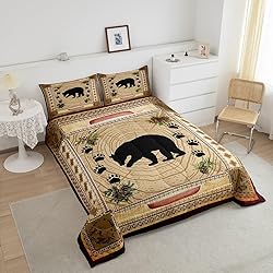 Black Bear Comforter Set Full Rustic Cabin Decor
