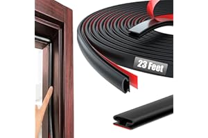 OXRQ Weather Stripping Door Seal Strip, Self-Adhesive Rubber D Shape Door Weather Seal Strip, Seal Strip for Windows for Door Frame Insulation with Large Gap, Soundproofing Easy Cut to (23 Ft, Black)