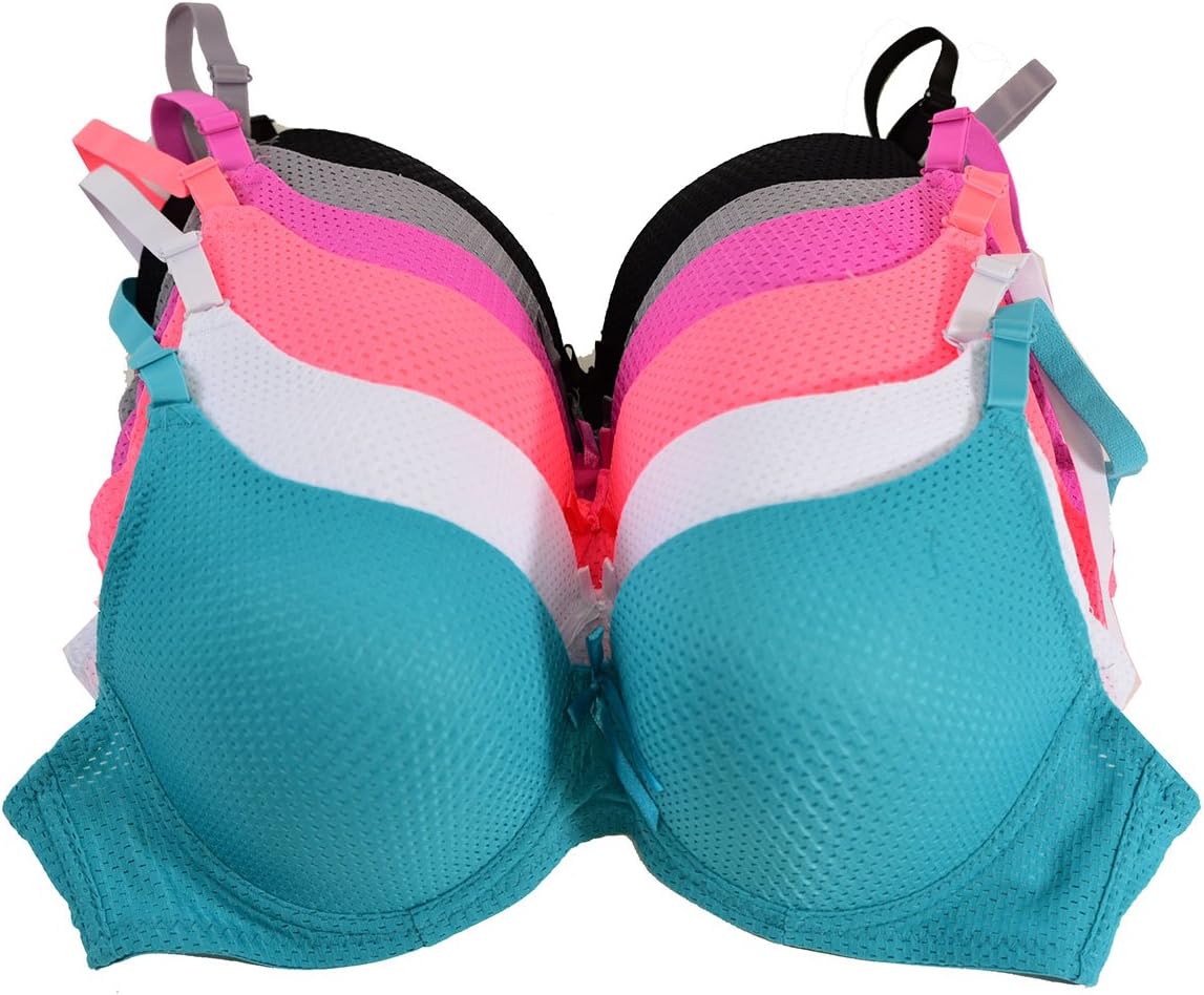 Pink in Love Women Bras 6 Pack of Underwire Breathable Bras B Cup and C Cup