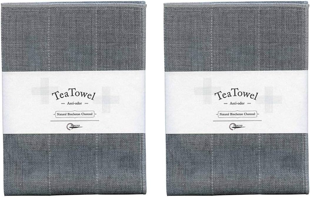 Nawrap Binchotan Tea Towels, Set of 2, Naturally Anti-Odor, 13.5 x 27