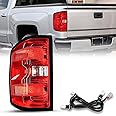 JSBOYAT Tail Light Assembly Replacement for 2014 2015 2016 2017 2018 Chevy Silverado 1500 2500HD 3500HD, GMC Sierra 3500 HD Left Driver Side Wiring Harness and Bulbs Included