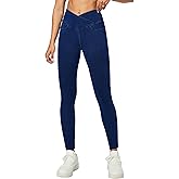 Heathyoga Crossover Jeggings for Women Tummy Control Pull on Stretchy Jeans for Women High Waisted Skinny Jeans