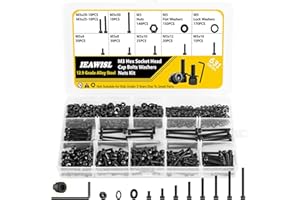 M3 Screws Nuts and Washers Assortment, 631Pcs 12.9 Grade Alloy Steel Hex Socket Head Cap Screws Nuts Washers Kit - M3*6/8/10/