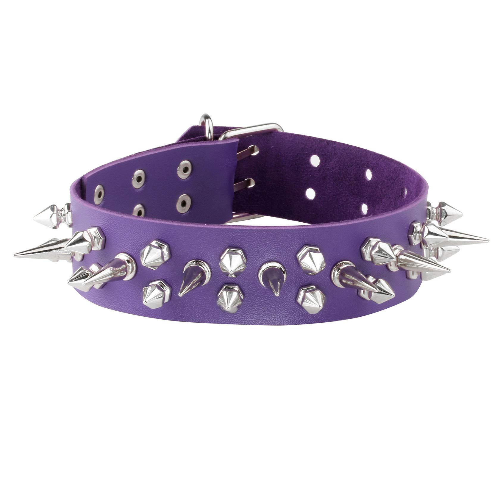 JJDreams Gothic Spike Choker Biker Strap Cool Punk Necklace Collar for Team, Purple